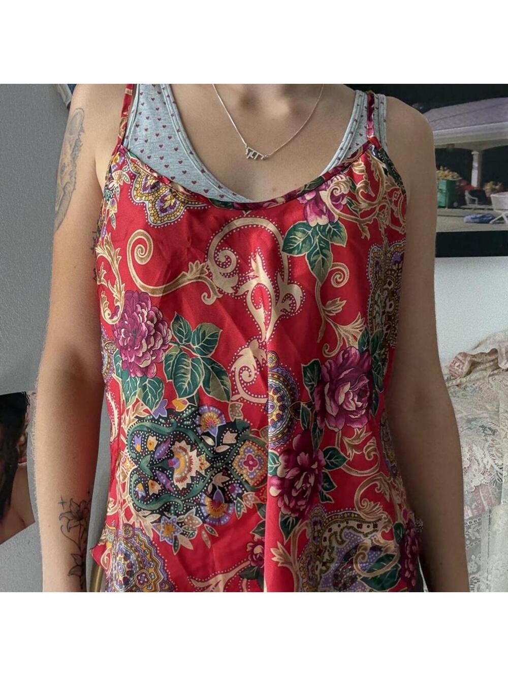 Unbranded Women's Red and Multi Vests-tanks-cami